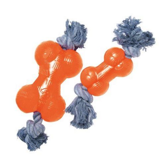 Εικόνα της ORANGE TPR BONE WITH ROPE 13.97cm