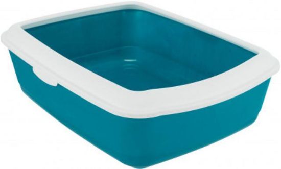 Εικόνα της Classic cat litter tray, with rim, 37 × 15 × 47 cm, petrol/white