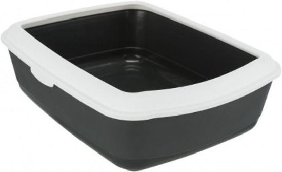 Εικόνα της Classic cat litter tray, with rim, 37 × 15 × 47 cm, dark grey/white