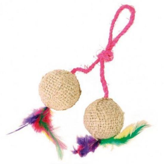 Εικόνα της 2 balls on a rope, plush, catnip, ø 4.5 cm