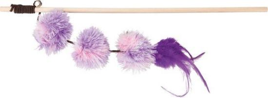 Εικόνα της Playing rod with pompom balls, wood/plush, valerian, 40 cm