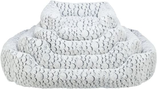 Εικόνα της Mila bed, square, plush, 100 × 70 cm, white-grey