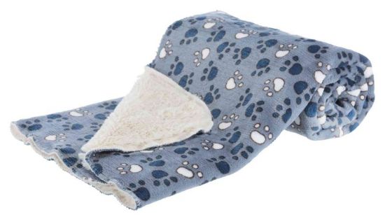 Εικόνα της Tammy blanket, soft plush, 100 × 70 cm, blue/beige