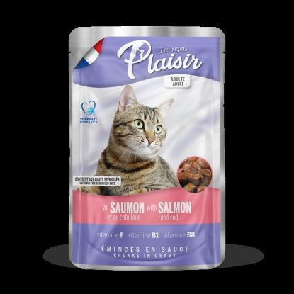 Εικόνα της Plaisir cat POUCH for adult and sterilized cats salmon + cod in sauce 100g