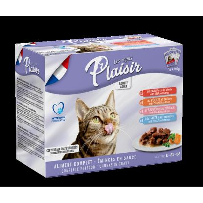Εικόνα της Plaisir cat POUCH for adults and sterilized cats MIX MULTIPACK 12 x 100g