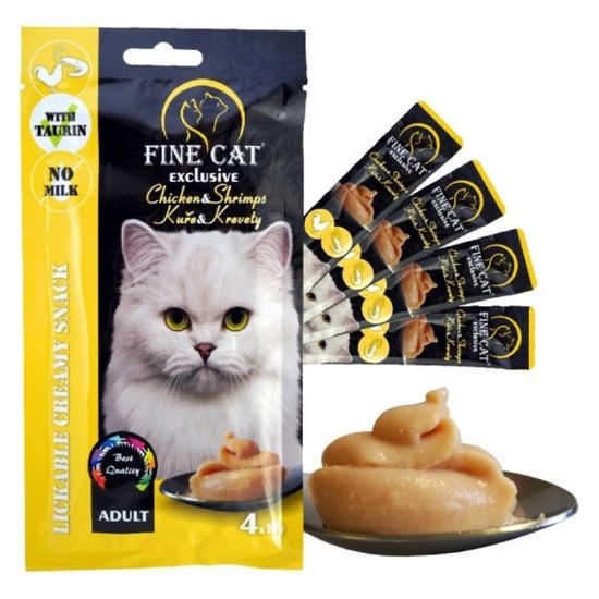 Εικόνα της FINE CAT Exclusive Creamy snack for cats CHICKEN & SHRIMPS 4x15g