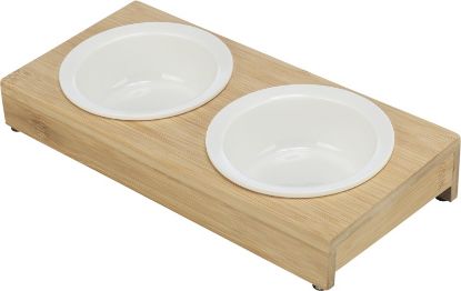 Εικόνα της Bowl set, ceramic/bamboo, 2 × 0.25 l/ø 12 cm/30 × 5 × 14 cm, white/light brown