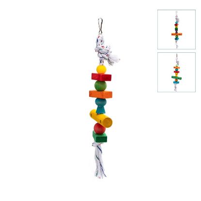 Εικόνα της Bird cotton rope knots and colorful wooden blocks L38*W11cm