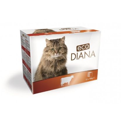 Εικόνα της eco Diana cat POUCH beef pieces in sauce MULTIPACK 12x100g