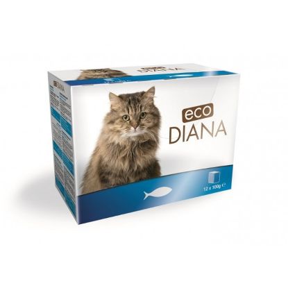 Εικόνα της eco Diana cat POUCH fish  pieces in sauce MULTIPACK 12x100g