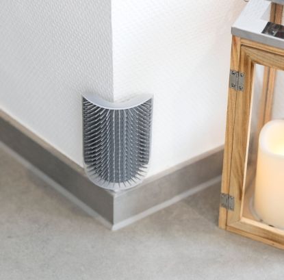 Εικόνα της Corner massage brush, cat, 8 × 13 cm, grey