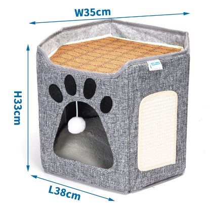 Εικόνα της Foldable spliced cat scratch board cat bed L38*W35*H33cm Grey&White