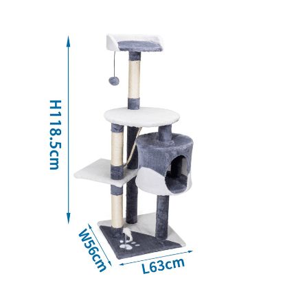 Εικόνα της Multi-layer large cat tree L63*W56*H118.5cm White&Grey