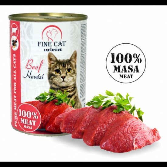 Εικόνα της (15)FINE CAT EXCLUSIVE canned food for cats BEEF 100% MEAT 400g