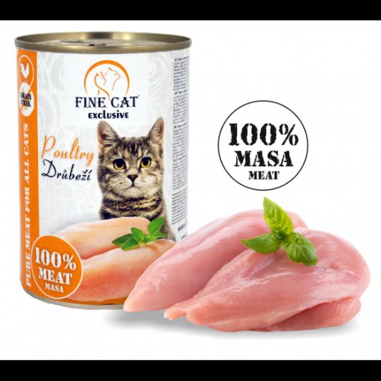 Εικόνα της (15)FINE CAT EXCLUSIVE canned food for cats POULTRY 100% MEAT 400g
