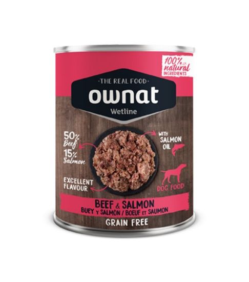 Εικόνα της OWNAT WETLINE Beef with Salmon (DOG) 395g