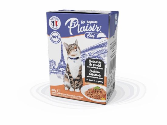 Εικόνα της (16) Plaisir Chef Cat 190g Chicken Casserole with tomatoes and olives in gravy