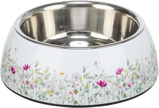 Εικόνα της Stainless steel bowl with floral design, 0.75 l/ø 22 cm, white/multi coloured