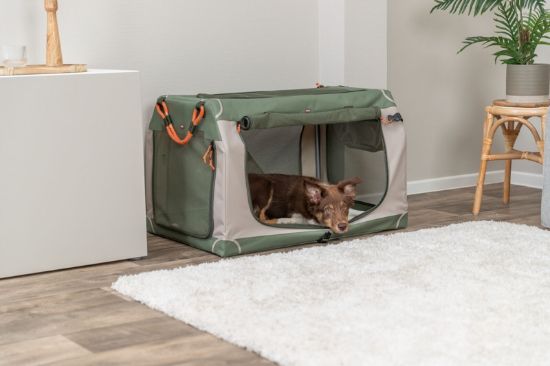 Εικόνα της Comfy soft kennel, L: 63.8 × 60.7 × 95.5 cm, olive green/beige