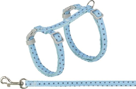 Εικόνα της Cat harness with lead, dotted, 28–45 cm/10 mm, 1.20 m, blue
