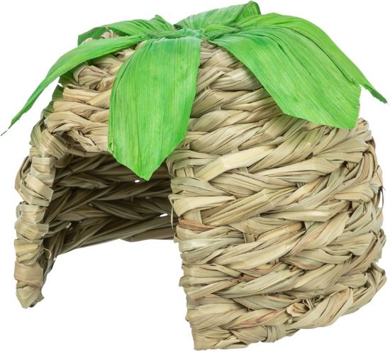 Εικόνα της House with corn leaves, grass, round, 13 × 10 × 13 cm