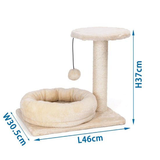 Εικόνα της Mini cat tree with cat bed L46*W30.5*H37cm Light white