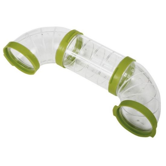 Εικόνα της Set 2 curved hamster tubes plus 1 straight Set of two curved transparent plastic tubes plus one straight for Voltrega